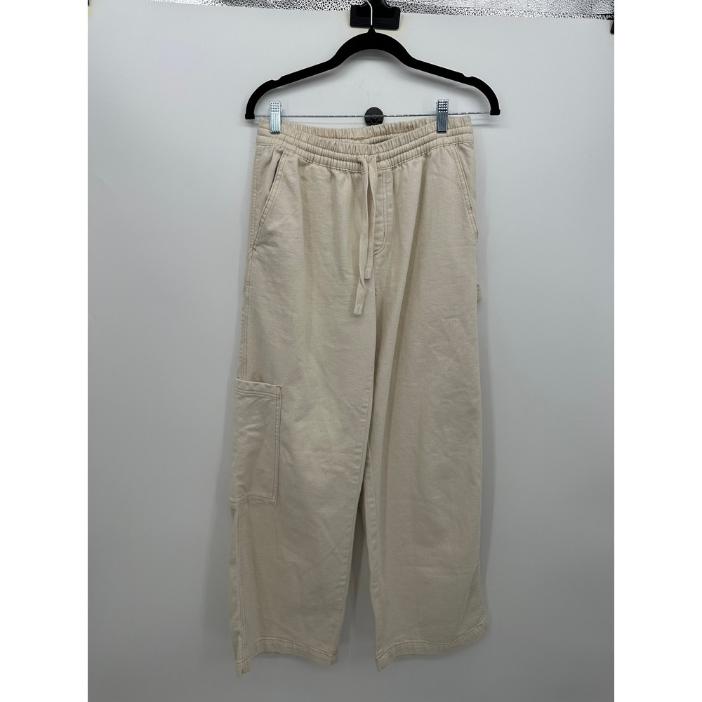 Aerie Women Cream High Waisted Carpenter Pants Wide Leg Utility Trousers Small S